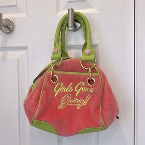 Vintage Juicy Couture Velour Purse - Pink/Lime Green